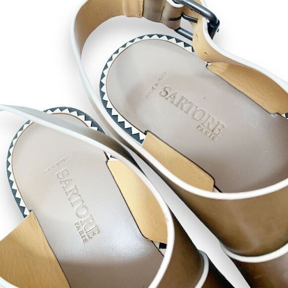 Sartore Paris Chunky Leather Flat-form Platform Taupe Sandals Women’s Size 8-8.5 - Picture 3 of 11